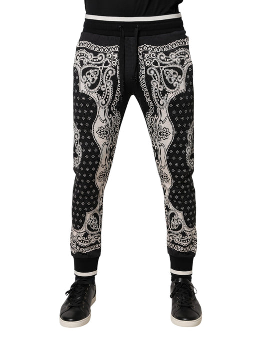 Dolce & Gabbana Black Cotton Bandana Jogger Sweatpants