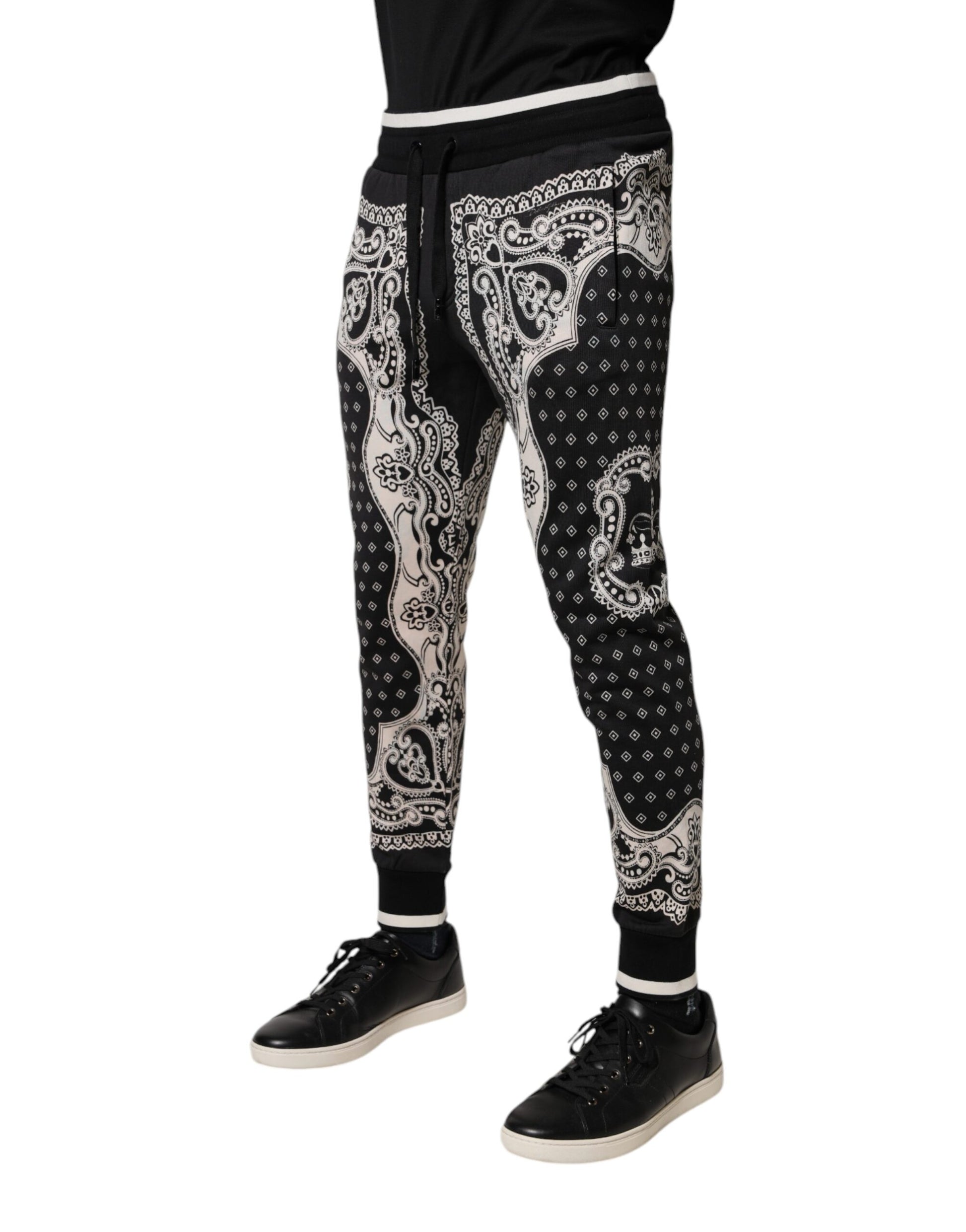 Dolce & Gabbana Black Cotton Bandana Jogger Sweatpants