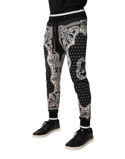 Dolce & Gabbana Black Cotton Bandana Jogger Sweatpants