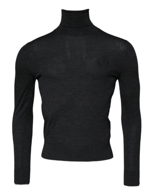 Dolce & Gabbana Black Wool Turtleneck Men Pullover Sweater