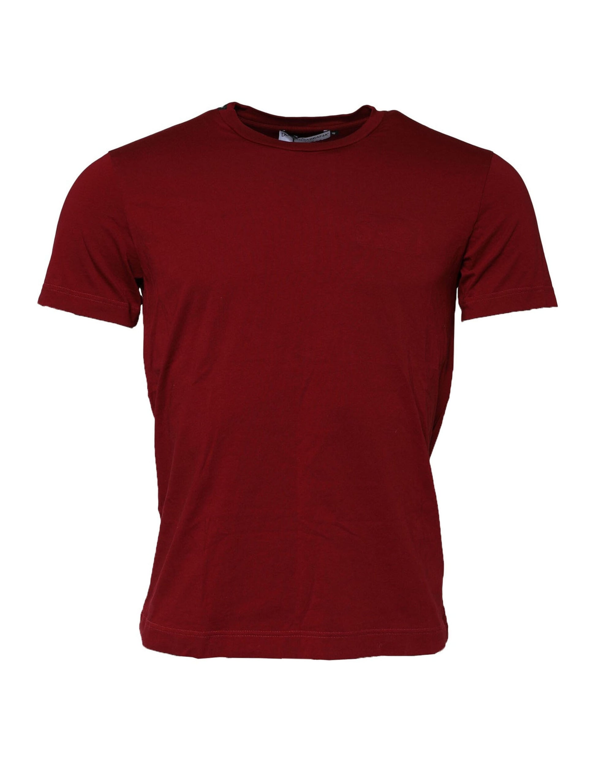 Dolce & Gabbana Maroon Cotton Crew Neck Short Sleeves T-Shirt