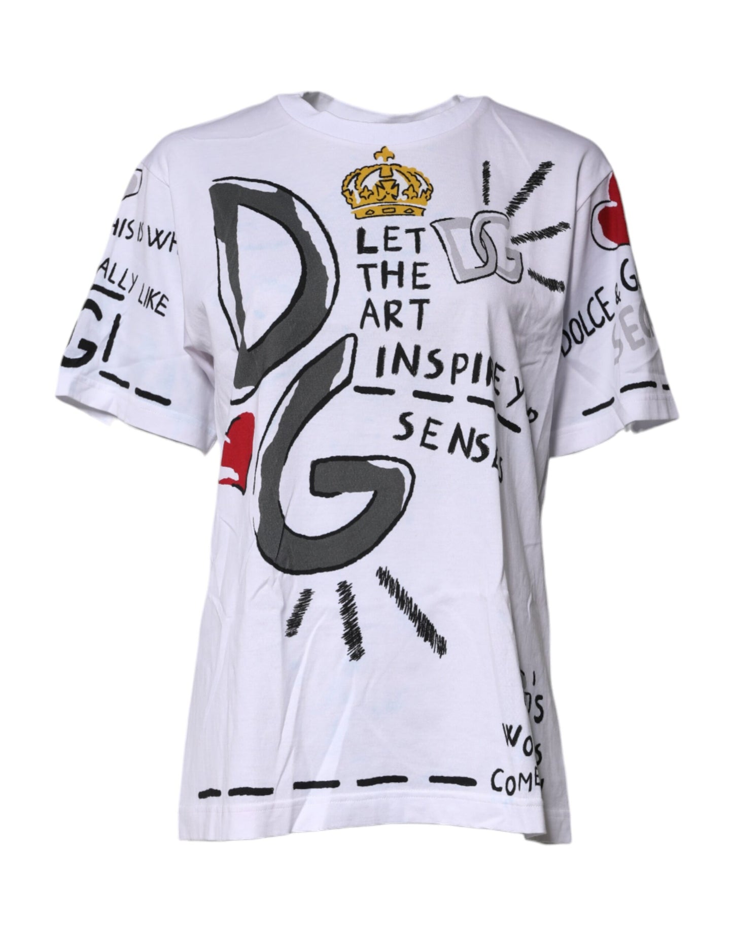 Dolce & Gabbana White Graphic Crew Neck Short Sleeves T-shirt