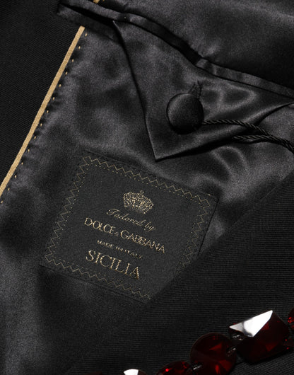 Dolce & Gabbana Black SICILIA Crystal Embellished Men Blazer