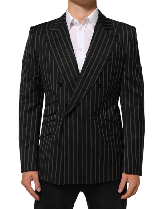 Dolce & Gabbana Black Stripes SICILIA 1 Button Suit Blazer