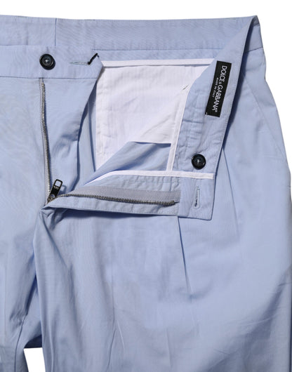 Dolce & Gabbana Light Blue Cotton Stretch Tapered Men Trouser Pants