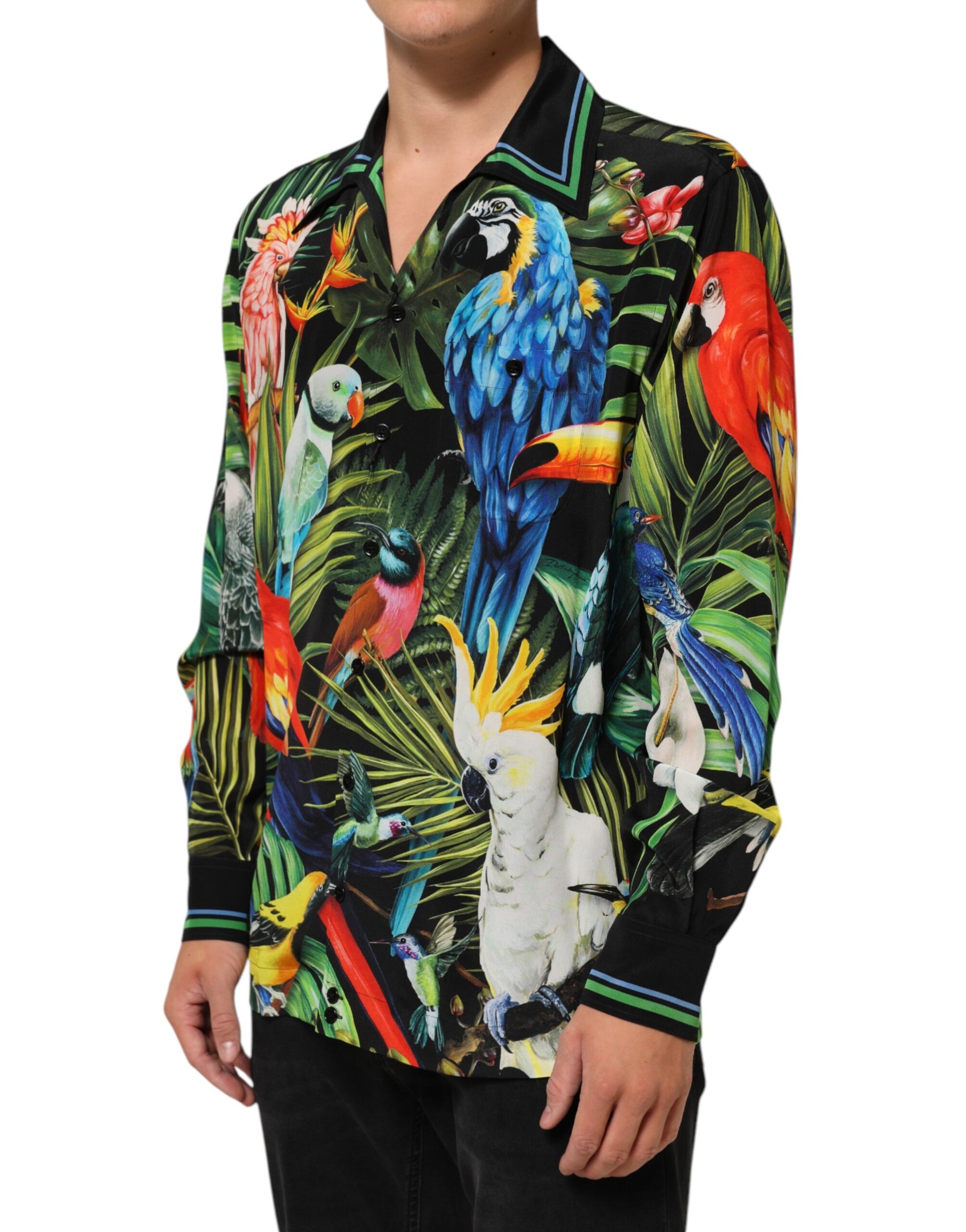 Dolce & Gabbana Multicolor Parrot Print Lounge Casual Shirt