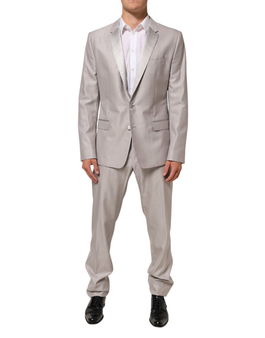 Dolce & Gabbana Light Gray Wool MARTINI Formal Suit
