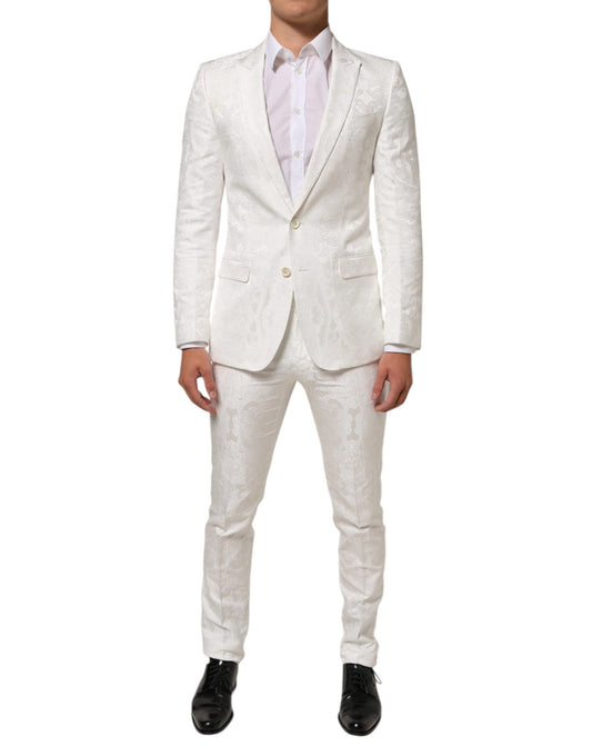 Dolce & Gabbana White Brocade MARTINI Formal Suit