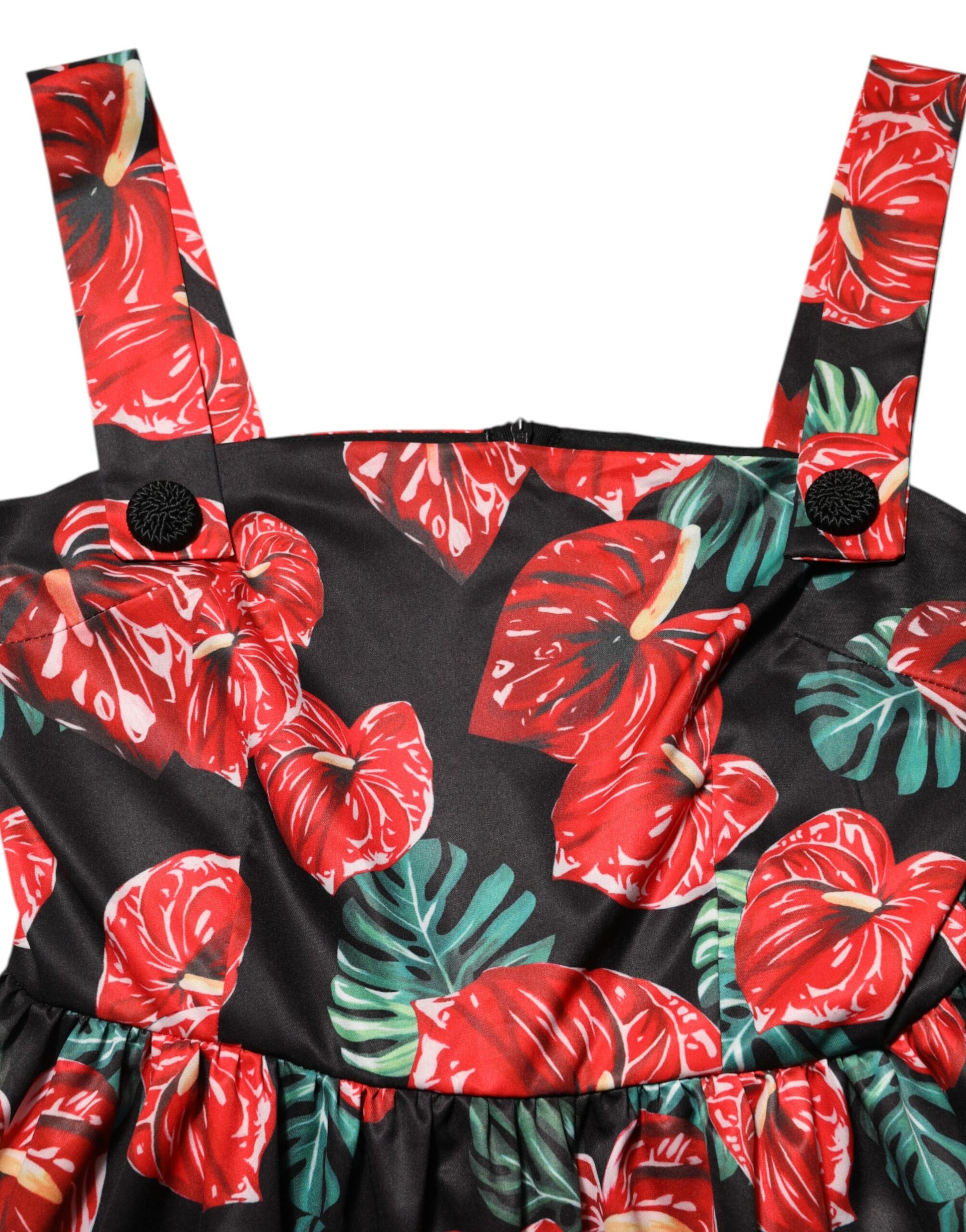 Dolce & Gabbana Multicolor Floral Cotton Poplin Midi Dress