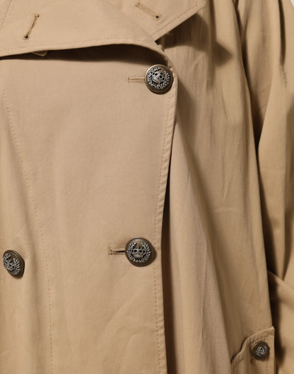 Dolce & Gabbana Khaki Double Breasted Trench Coat Jacket