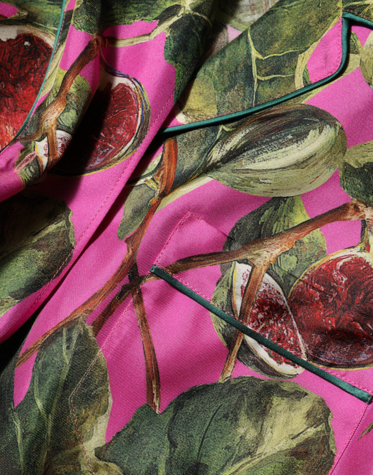 Dolce & Gabbana Hot Pink Fig Printed Silk Shirt Blouse Top