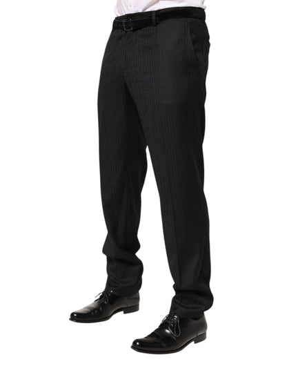 Dolce & Gabbana Black Wool Mid Waist Dress Trousers for Men