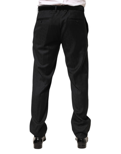 Dolce & Gabbana Black Wool Mid Waist Dress Trousers for Men