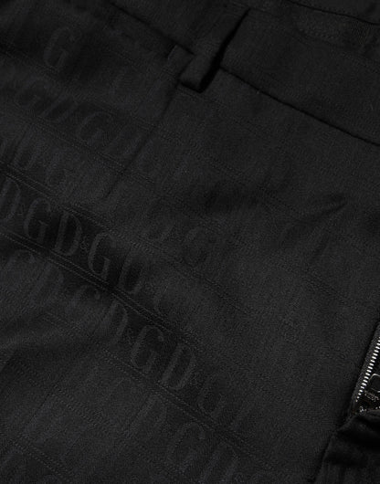 Dolce & Gabbana Black Wool Mid Waist Dress Trousers for Men
