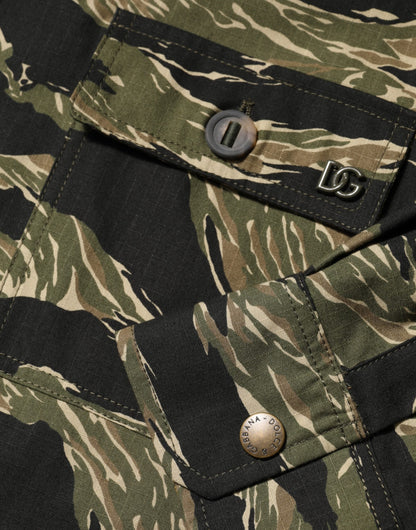Dolce & Gabbana Multicolor Camouflage Cotton Casual Shirt