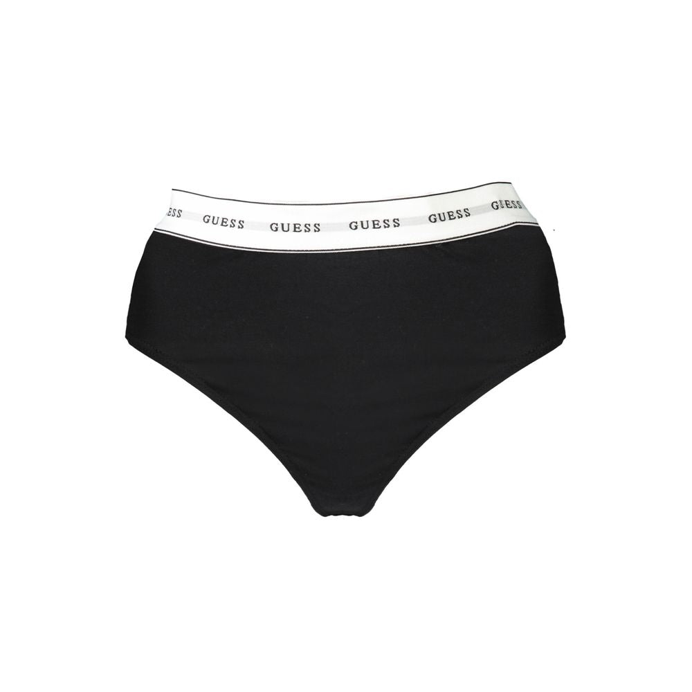 Guess Jeans Black Cotton Thong Underwear