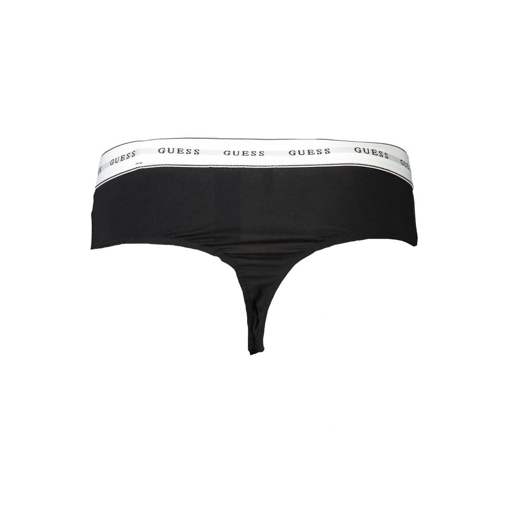 Guess Jeans Black Cotton Thong Underwear