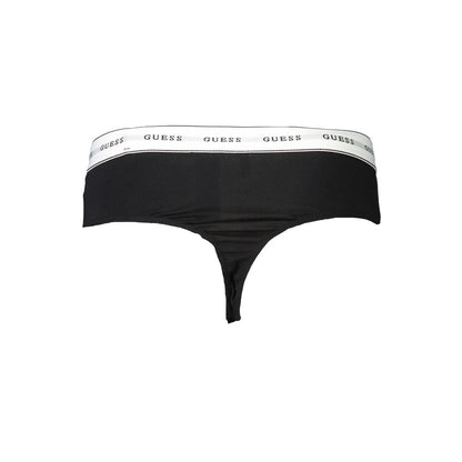 Guess Jeans Black Cotton Thong Underwear