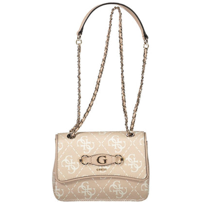 Guess Jeans Pink Izzie Bag – Faux Leather, Chic Design with Chain Shoulder Strap