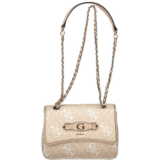 Guess Jeans Pink Izzie Bag – Faux Leather, Chic Design with Chain Shoulder Strap