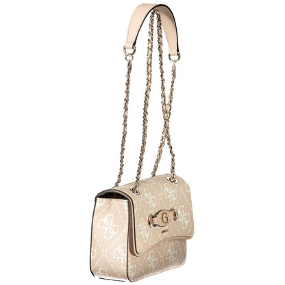 Guess Jeans Pink Izzie Bag – Faux Leather, Chic Design with Chain Shoulder Strap