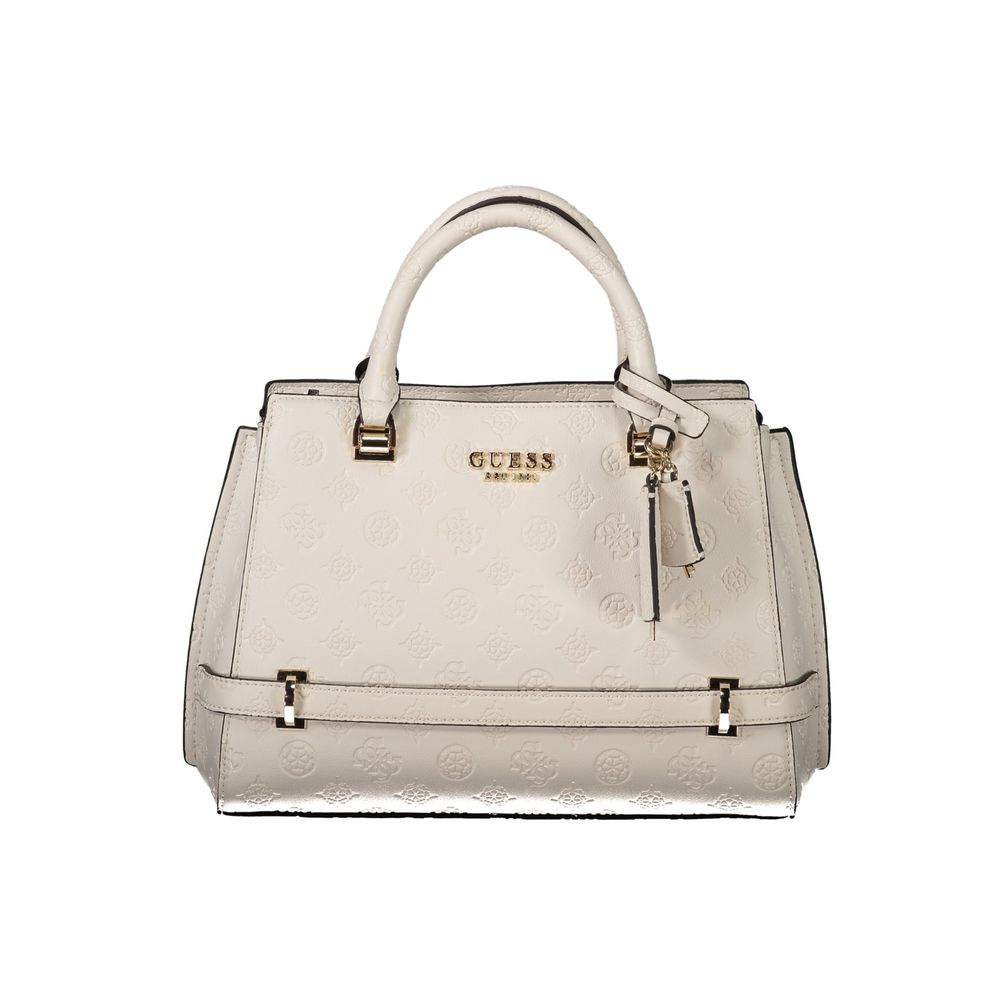 Guess Jeans White Zarela Handbag – Faux Leather, Chic Multi-Compartment Design