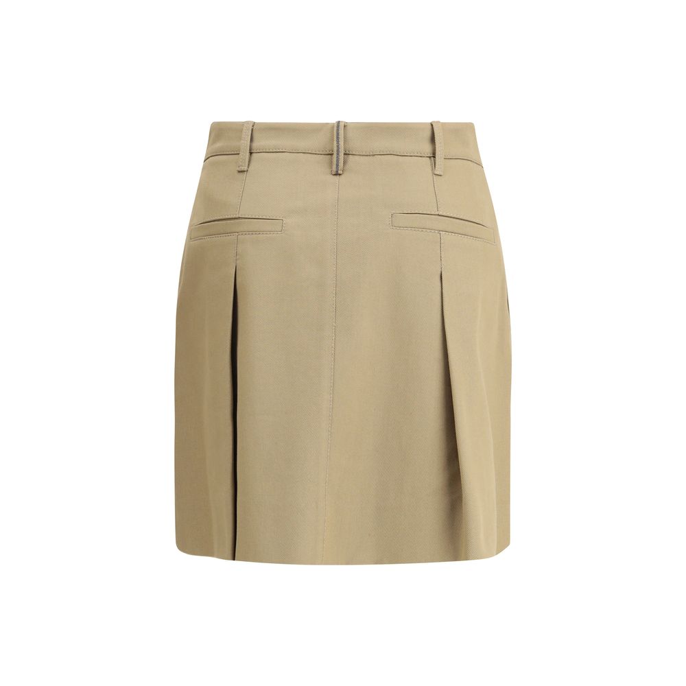 Brunello Cucinelli Pleated Cotton Short Skirt