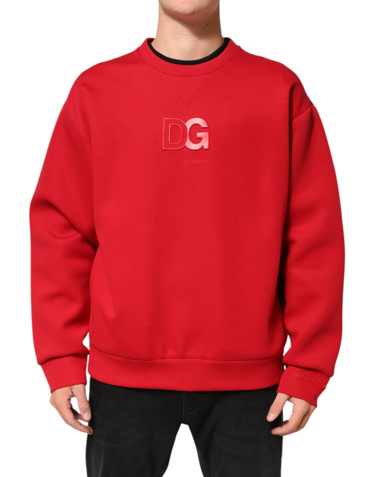 Dolce & Gabbana Red DG Logo Crew Neck Sweatshirt for Men