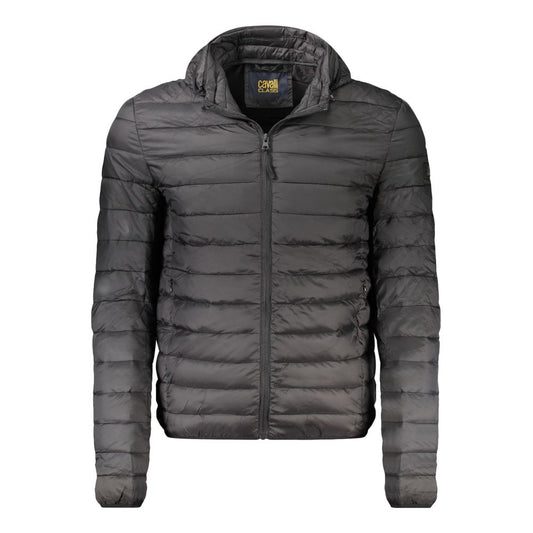 Cavalli Class Black Polyester Long-Sleeved Jacket with Hood