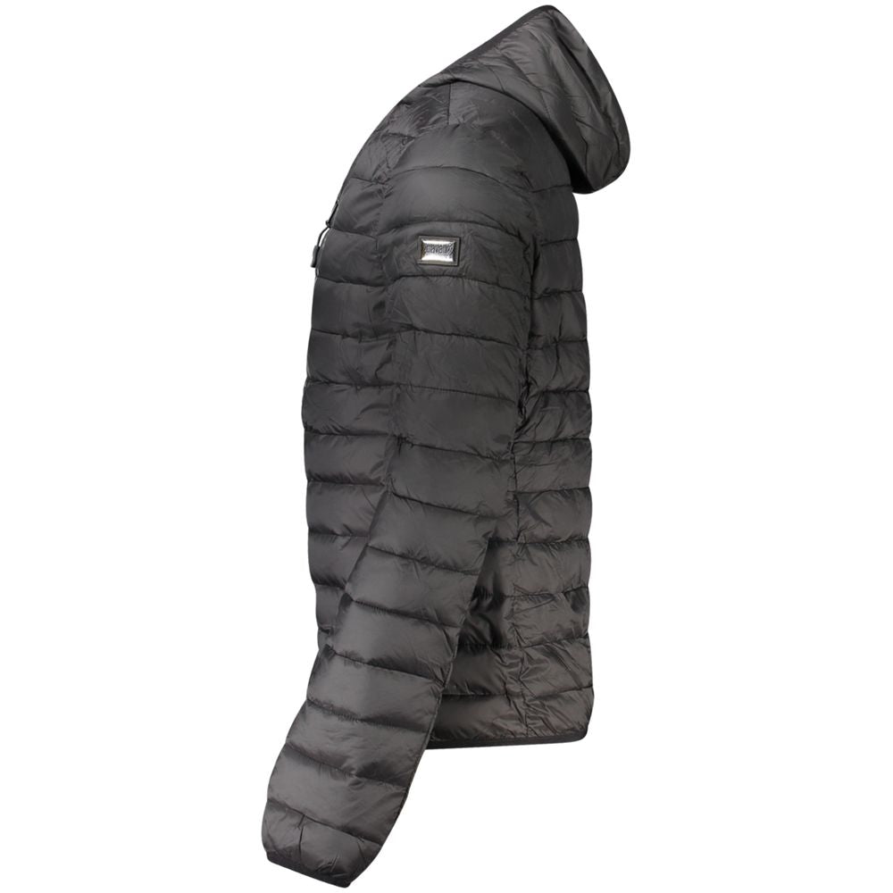 Cavalli Class Black Polyester Long-Sleeved Jacket with Hood