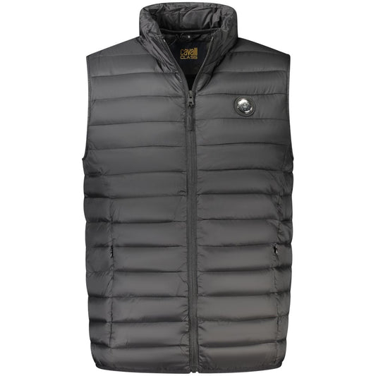Cavalli Class Black Sleeveless Puffer Gilet Polyester Jacket for Men