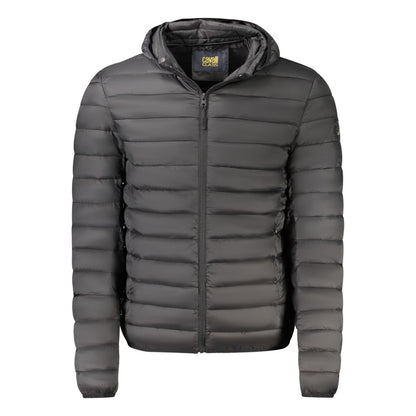 Cavalli Class Black Long-Sleeved Jacket with Removable Hood