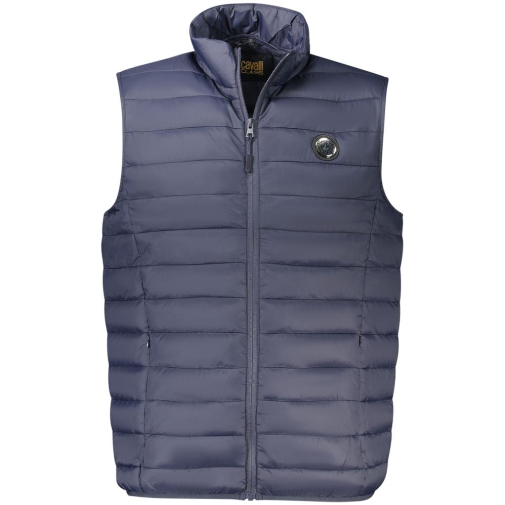 Cavalli Class Blue Sleeveless Polyester Gilet Padded Jacket for Men