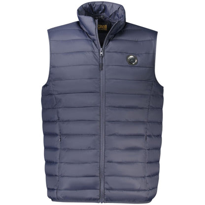 Cavalli Class Blue Sleeveless Polyester Gilet Padded Jacket for Men
