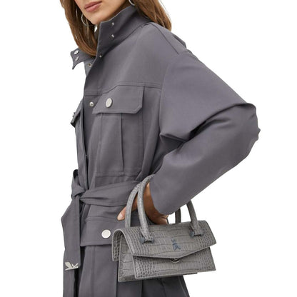 Patrizia Pepe Stylish Gray Cotton Trench Coat with Belt