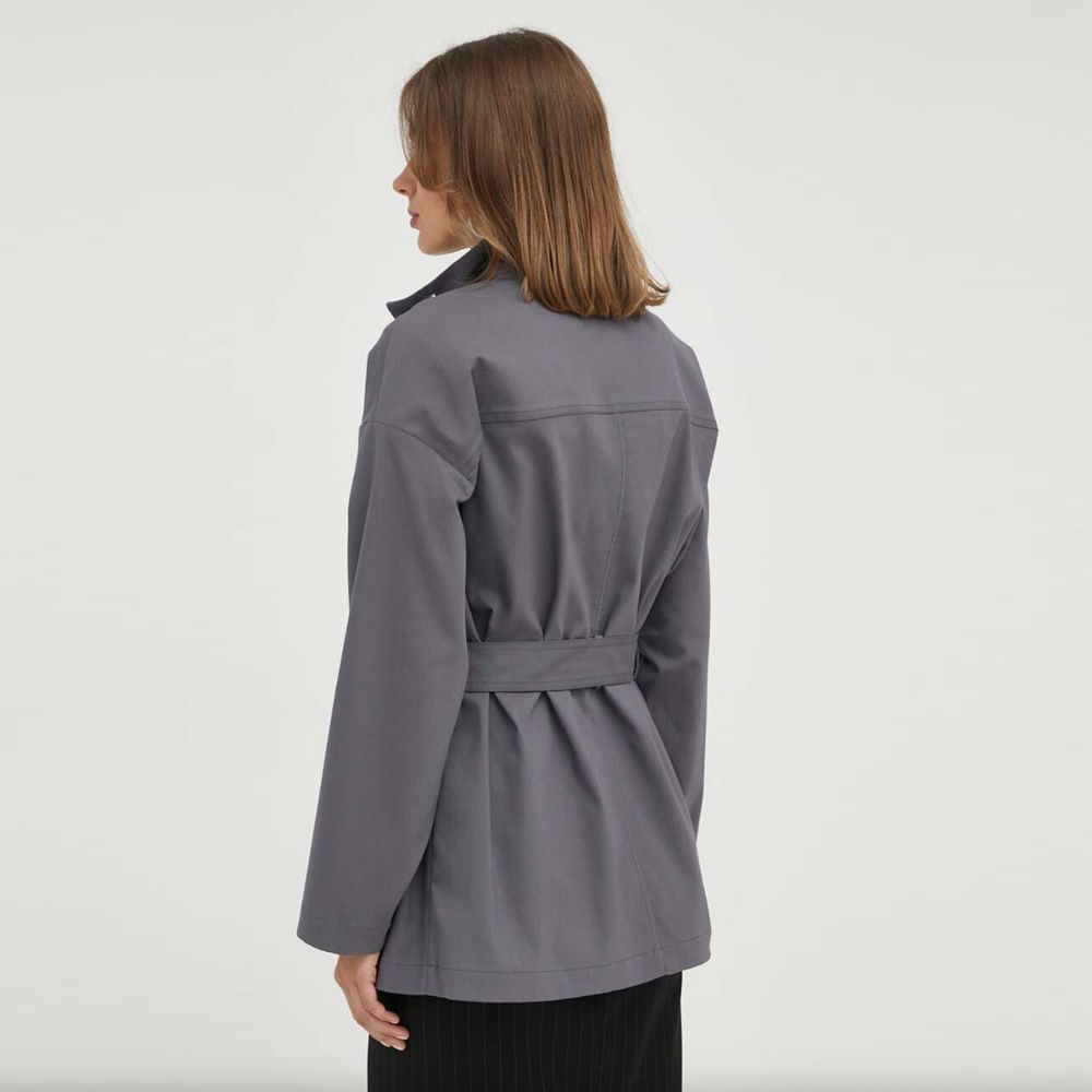 Patrizia Pepe Stylish Gray Cotton Trench Coat with Belt