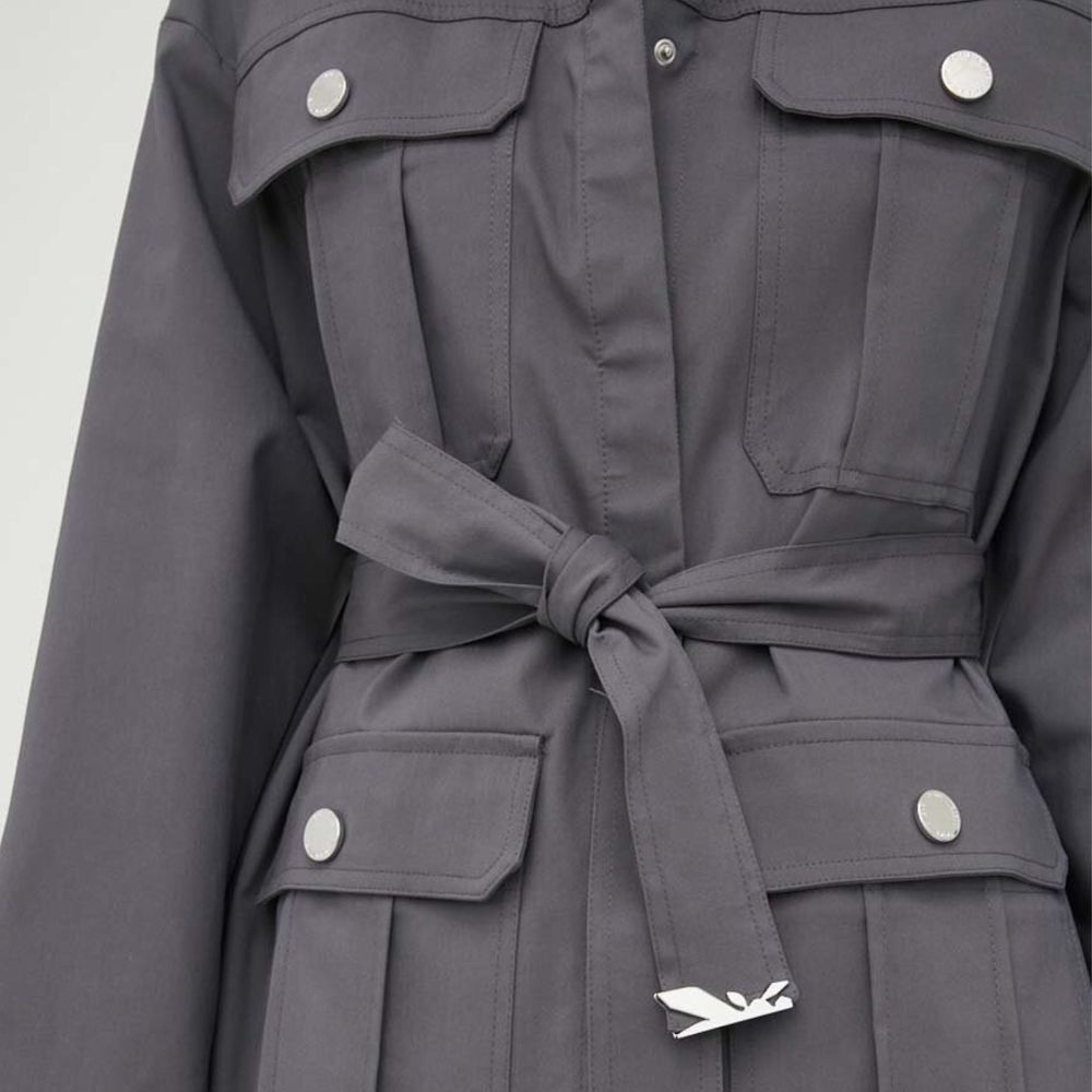 Patrizia Pepe Stylish Gray Cotton Trench Coat with Belt