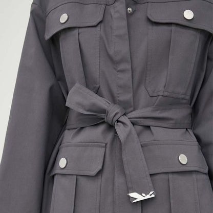 Patrizia Pepe Stylish Gray Cotton Trench Coat with Belt