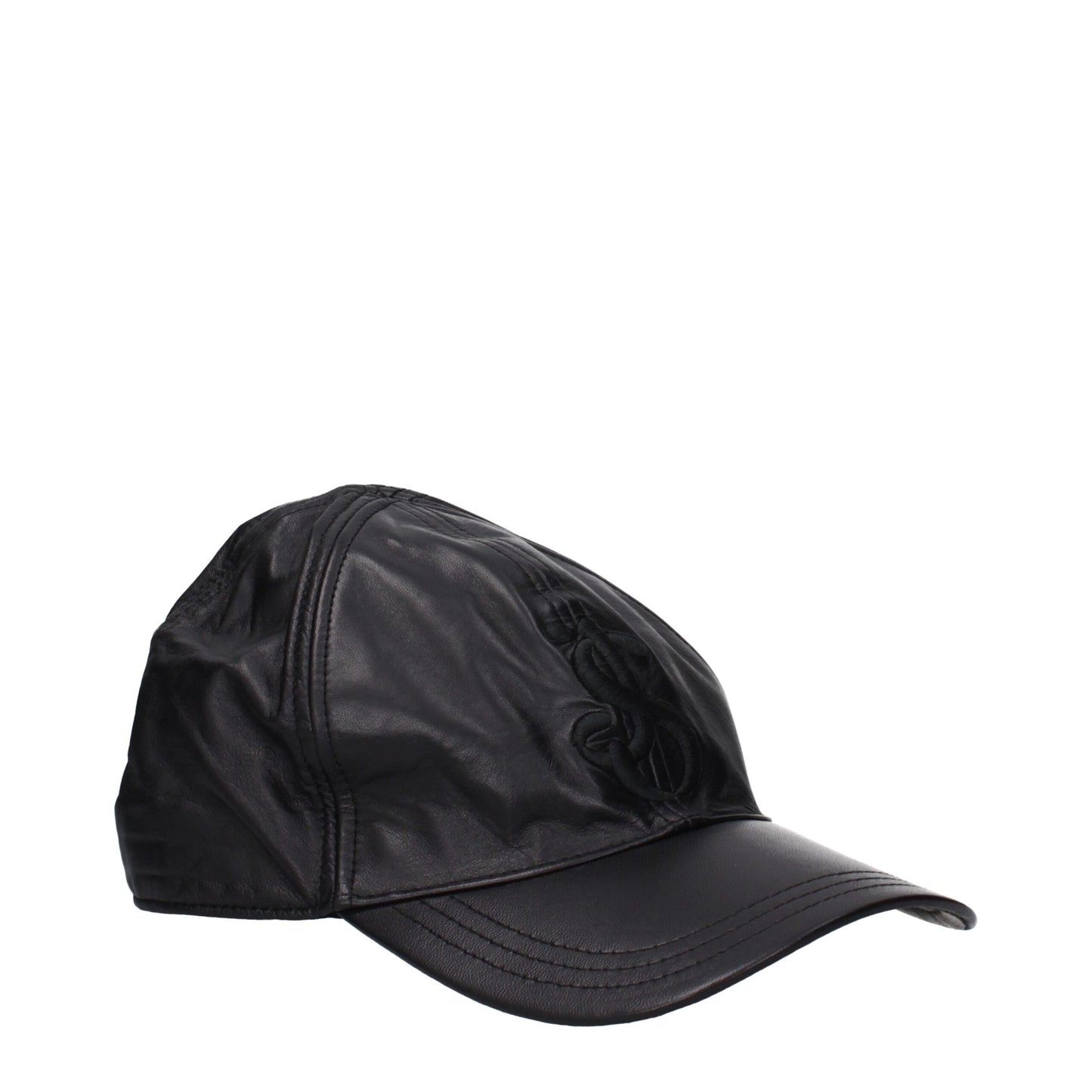 Jil Sander Black Leather Baseball Cap