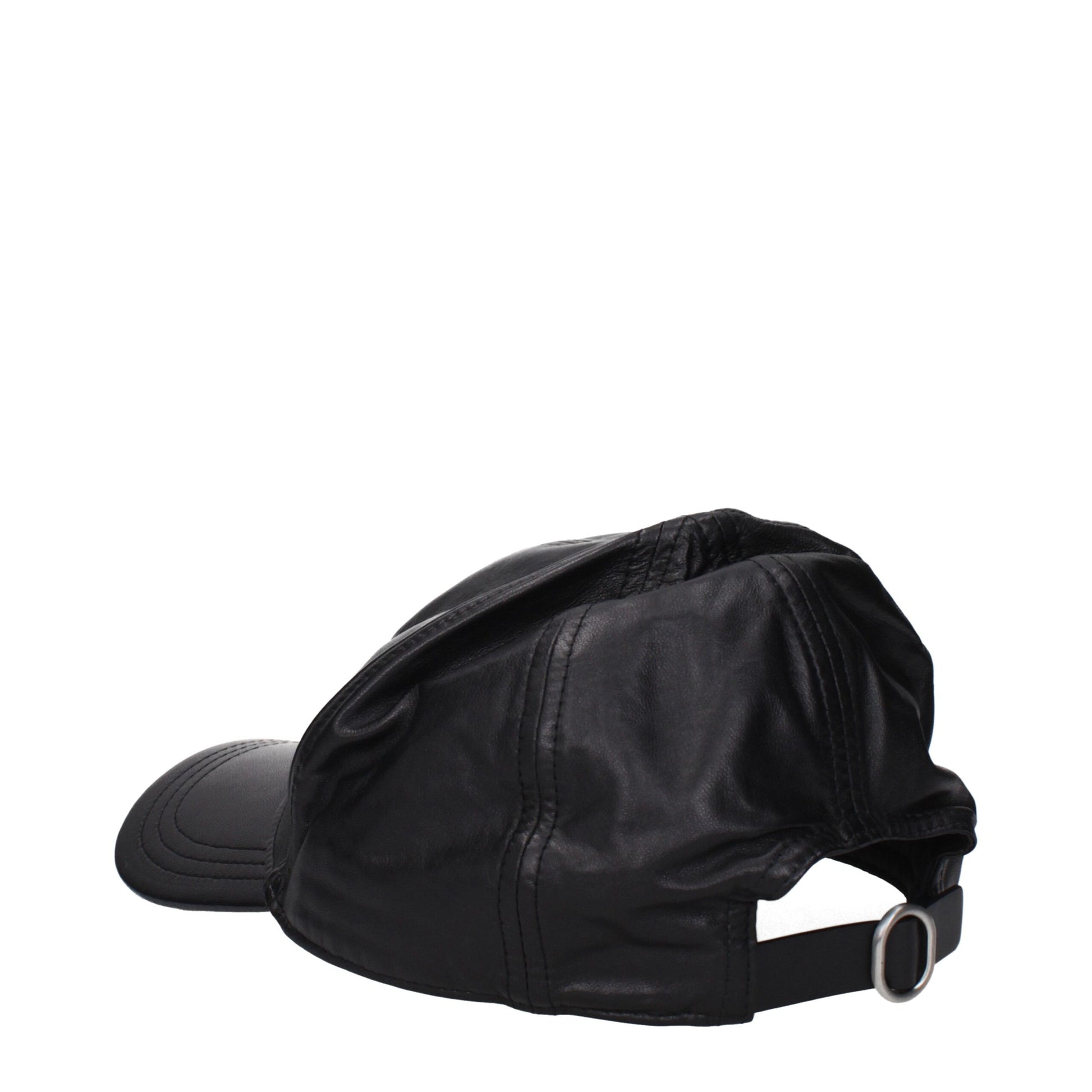 Jil Sander Black Leather Baseball Cap