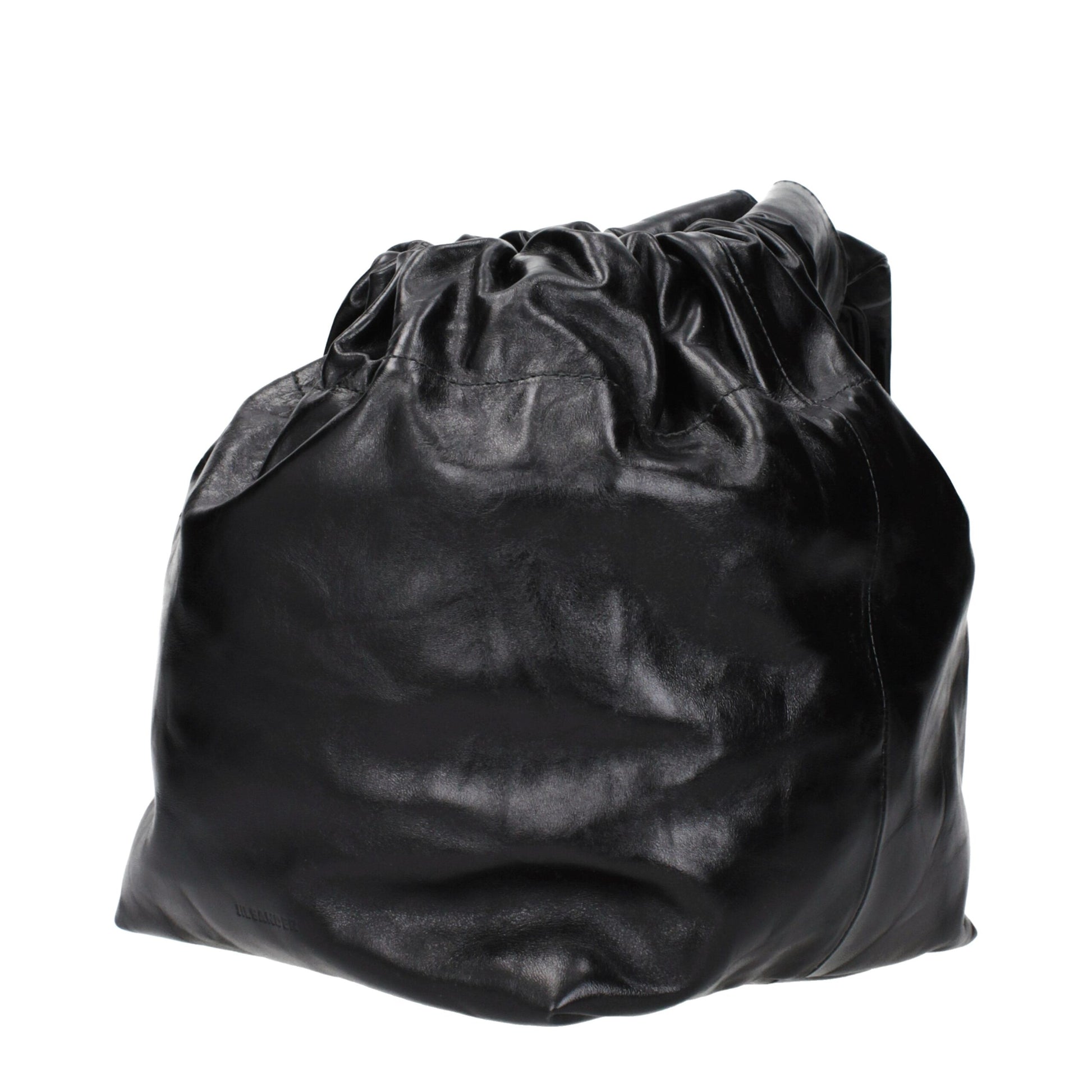 Jil Sander Black Leather Handbag with Vintage Effect