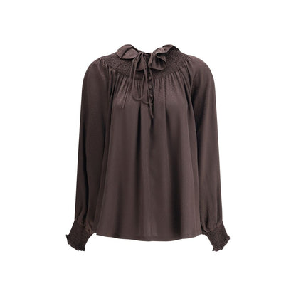 Burberry Brown Geometric Silk Blouse