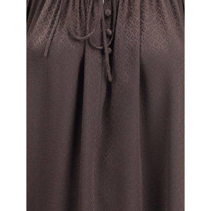 Burberry Brown Geometric Silk Blouse