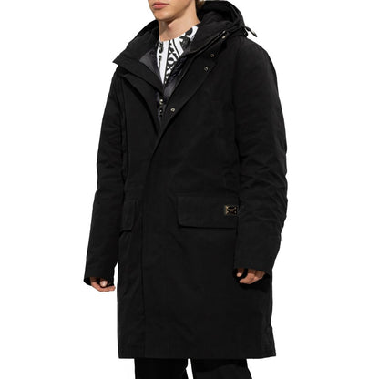 Dolce & Gabbana Black Cotton Parka with Detachable Down Jacket