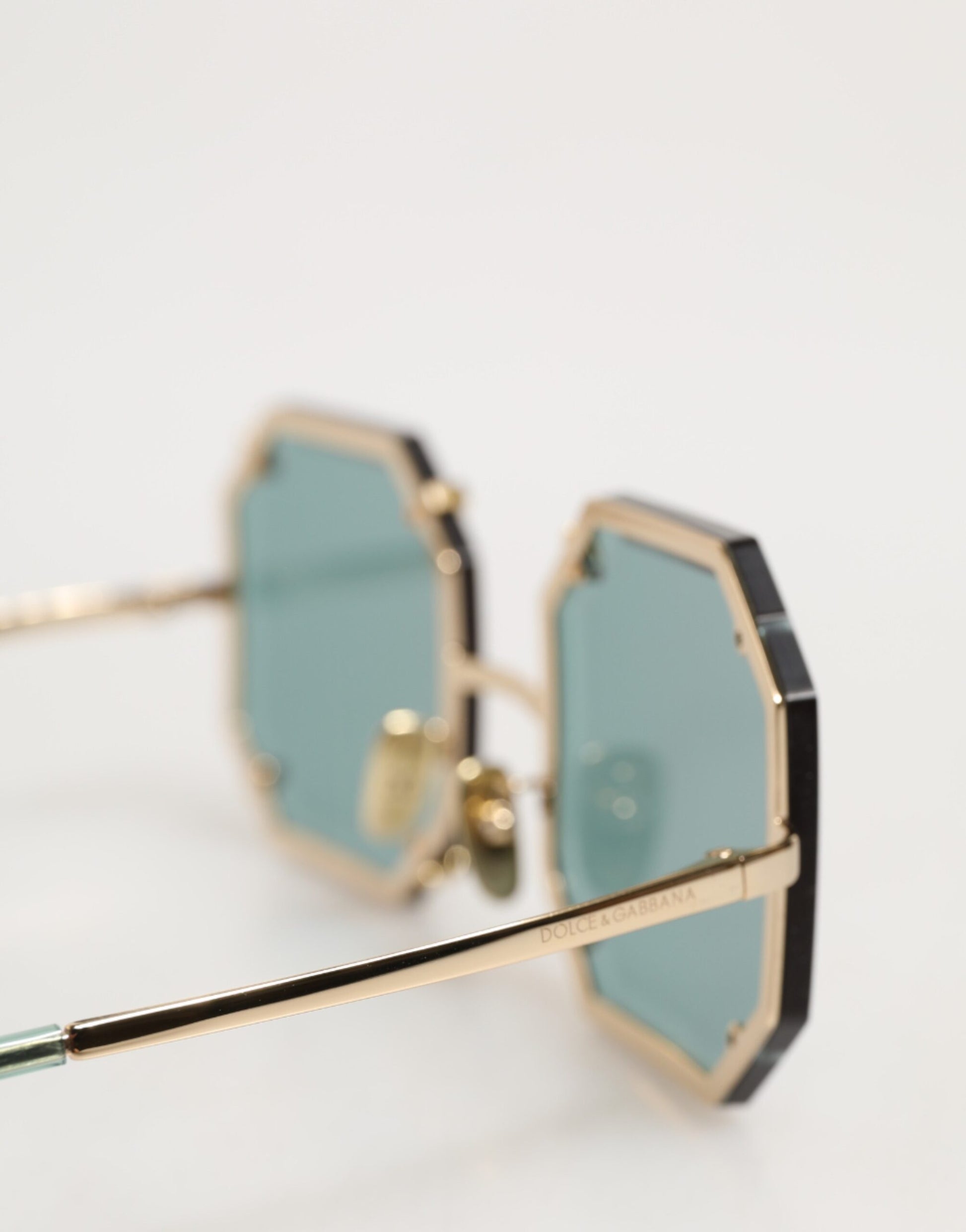 Dolce & Gabbana DG2216 Gold Square Frame Green Lens Shades Sunglasses