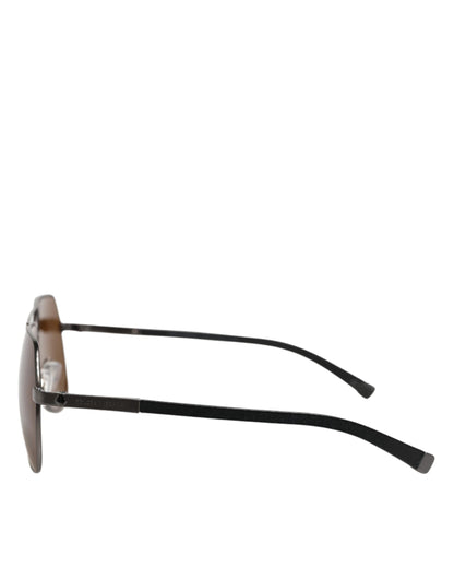 Dolce & Gabbana Black Steel Frame Basalto Collection Shades Sunglasses