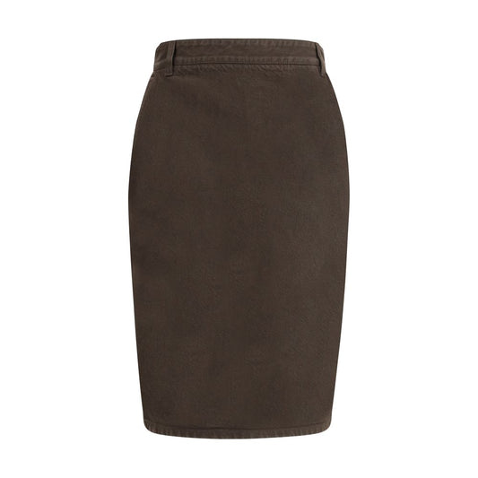 Saint Laurent Brown Denim Pencil Skirt