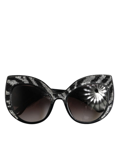 Dolce & Gabbana Black Silver Sequin Butterfly Sunglasses DG4326