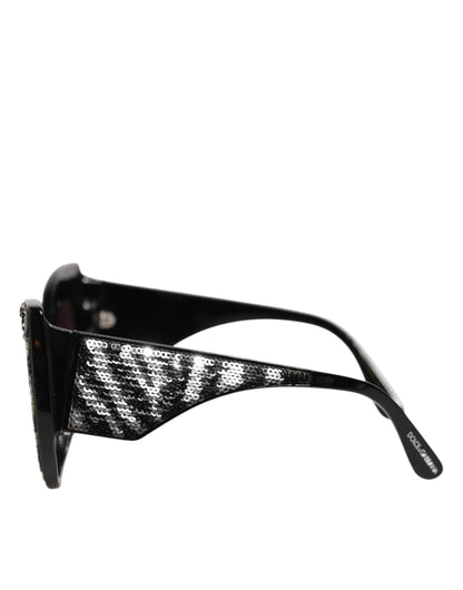 Dolce & Gabbana Black Silver Sequin Butterfly Sunglasses DG4326