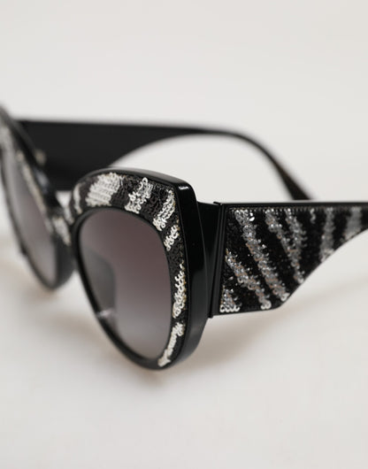 Dolce & Gabbana Black Silver Sequin Butterfly Sunglasses DG4326
